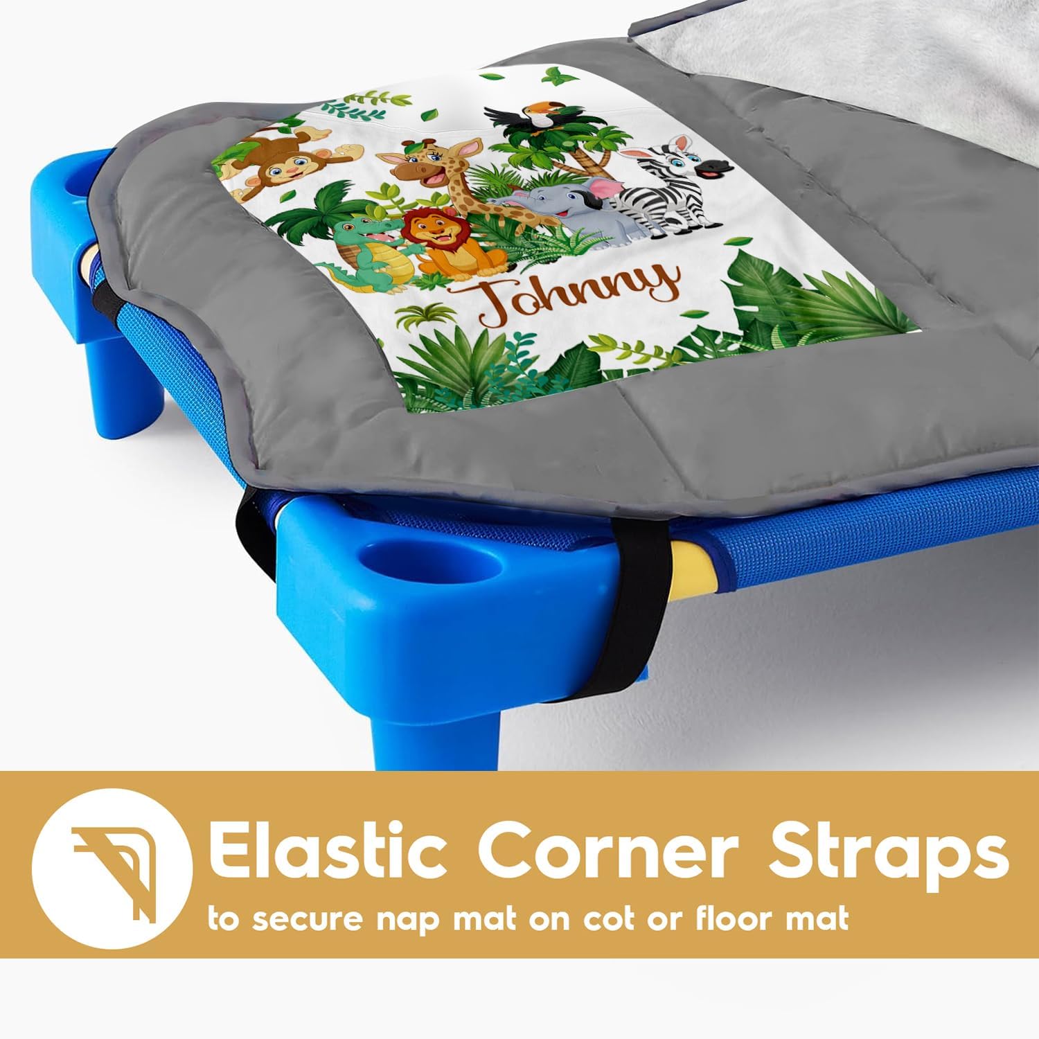 Custom Toddler Nap Mat for Preschool, Personalized Name Forest Animals Theme Sleeping Mats for Daycare, Kids Cot Nap Mat with Pillow and Blanket, Roll Up Slumber Bags for Boys Girls