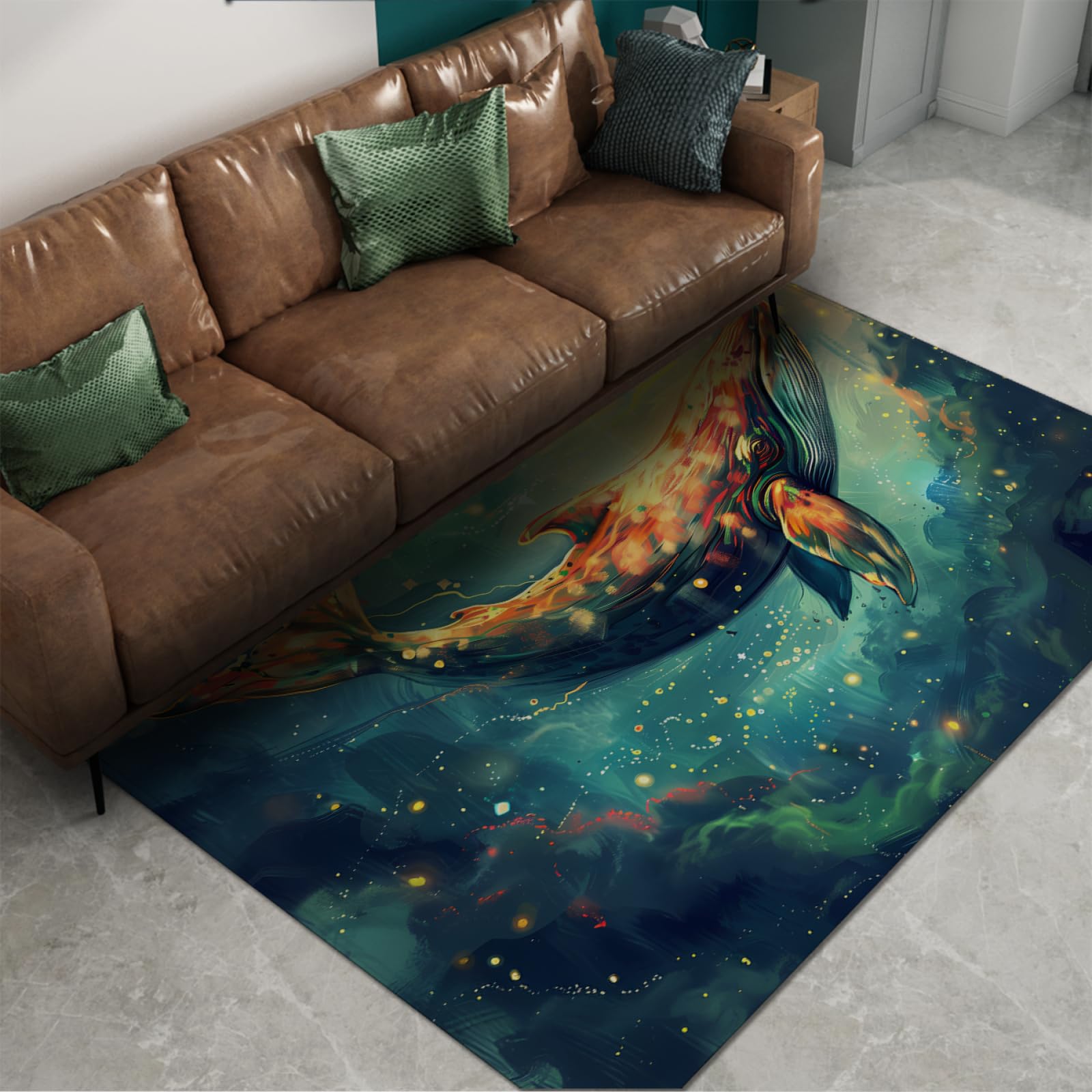 Alfombras modernas del área del sueño lindas alfombras de delfines para niños Dibujos animados de ballenas Patrones de animales Alfombras antideslizantes de la habitdecor del dormitorio 160x220cm