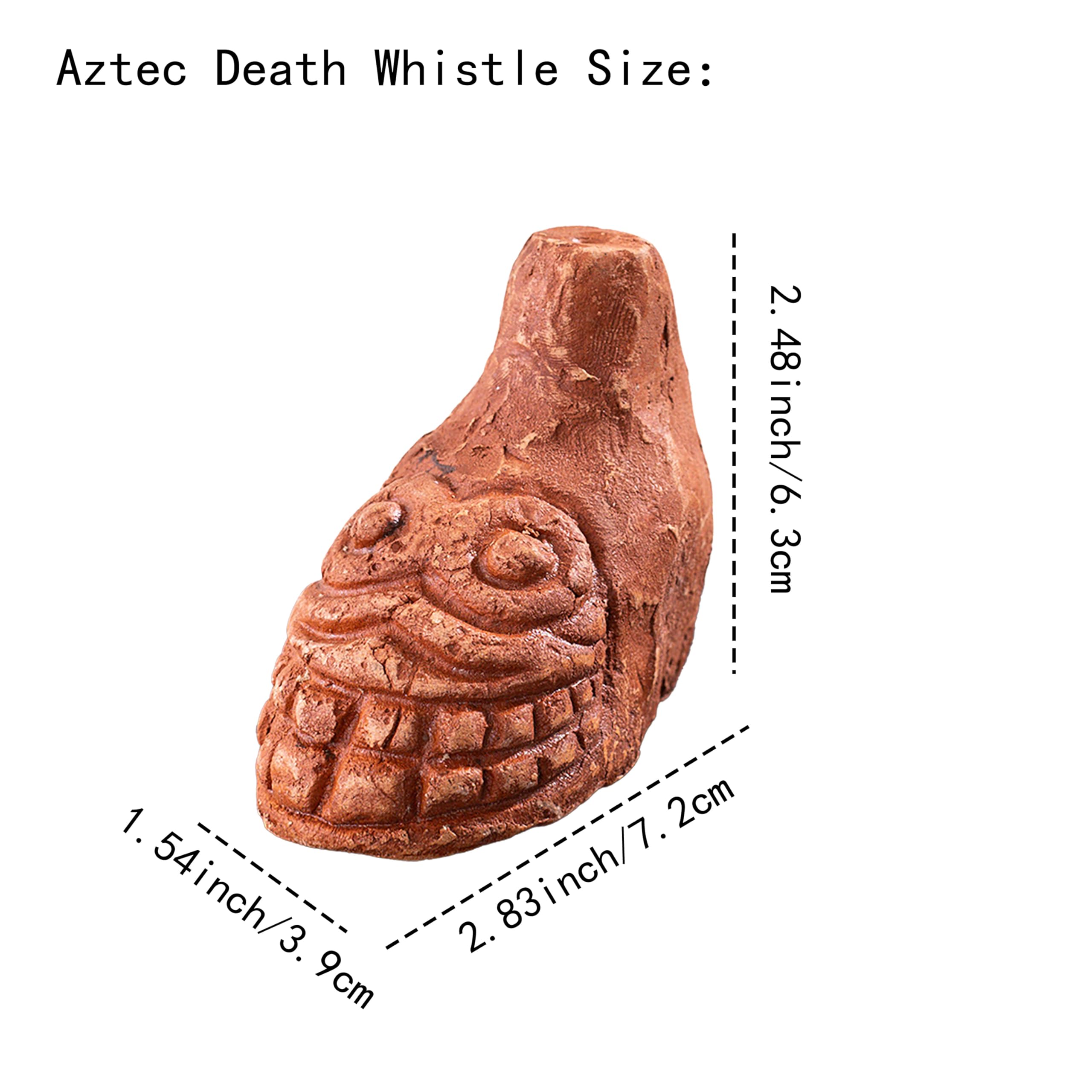 Sifflet de la mort aztèque – Plus de 125 décibels – Son humain authentique – Sifflet de guerre aztèque antique pour Halloween et cadeaux (rouge)