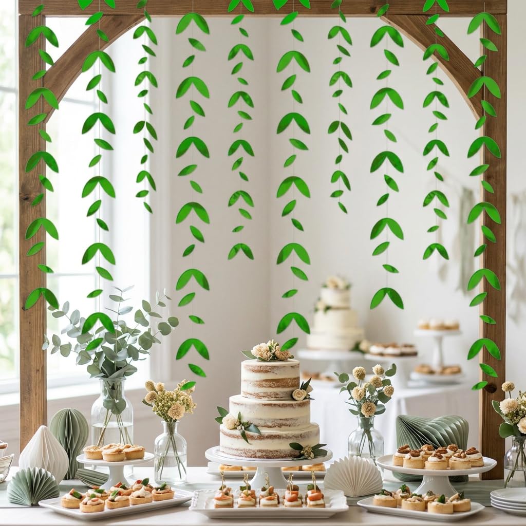 LaVenty Green Paper Leaf Garland Hanging Leaves Streamer Banner