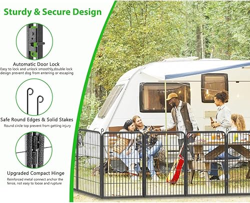 Miniatura 4 de Valla de metal decorativa para jardín, barrera de animales, 32 pulgadas de alto x 30 pies de largo, 14 paneles de valla para patio, valla para