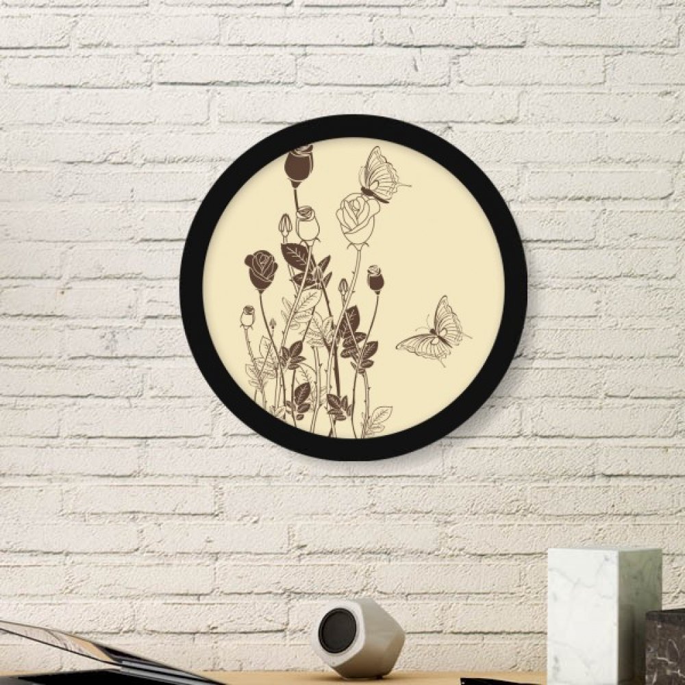 Cadre photo ronde en bois avec peinture de fleurs, cadeau idéal