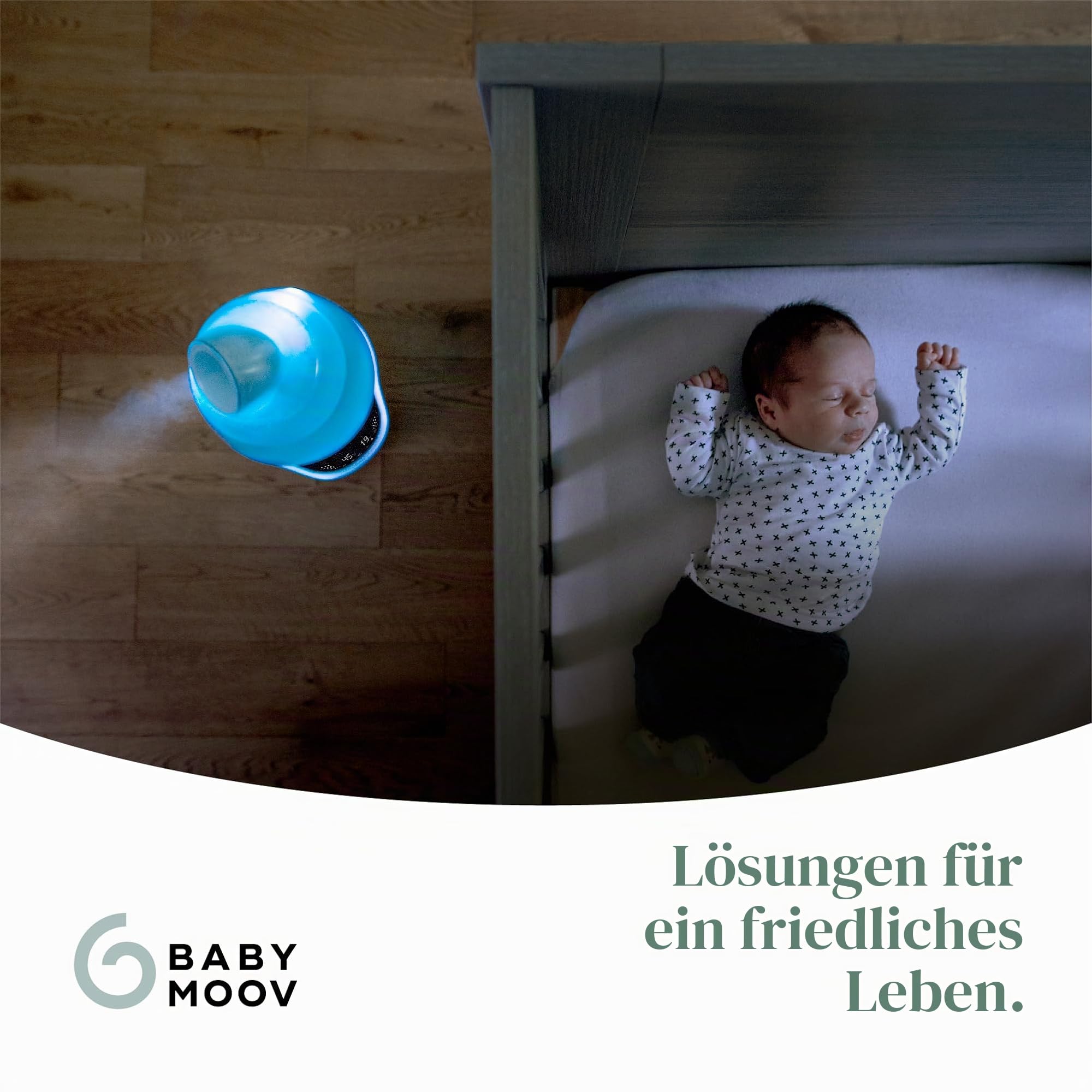 Babymoov Hygro Plus Digitaler Luftbefeuchter mit Nachtlicht (7 Farben), automatischer Feuchtigkeitsregelung, Zerstäuber für ätherische Öle | Mehrfarbig