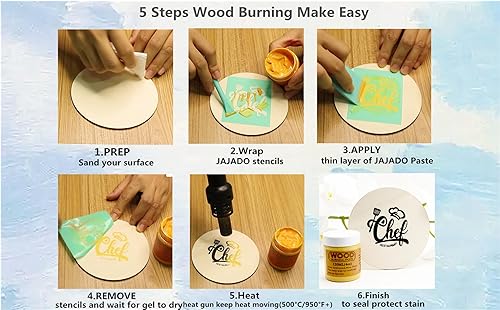 Miniatura 4 de JAJADO Pasta para quemar madera y mini espátula, gel de quema de madera de 4 onzas para rebanadas de madera, lienzo, mezclilla, tableros de madera