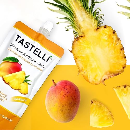 Miniatura 4 de Konjac - Gelatina infundida con bebida de colágeno + vitamina C + antioxidantes, 10 calorías, vegana, cero azúcar, bolsa de postre saludable para