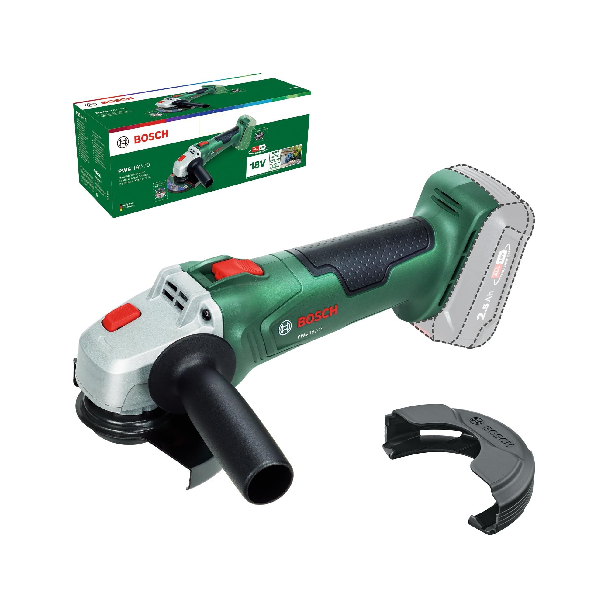 Bosch Angle Grinder Pws 18V-70 (Bare Tool, 115Mm, Carton)