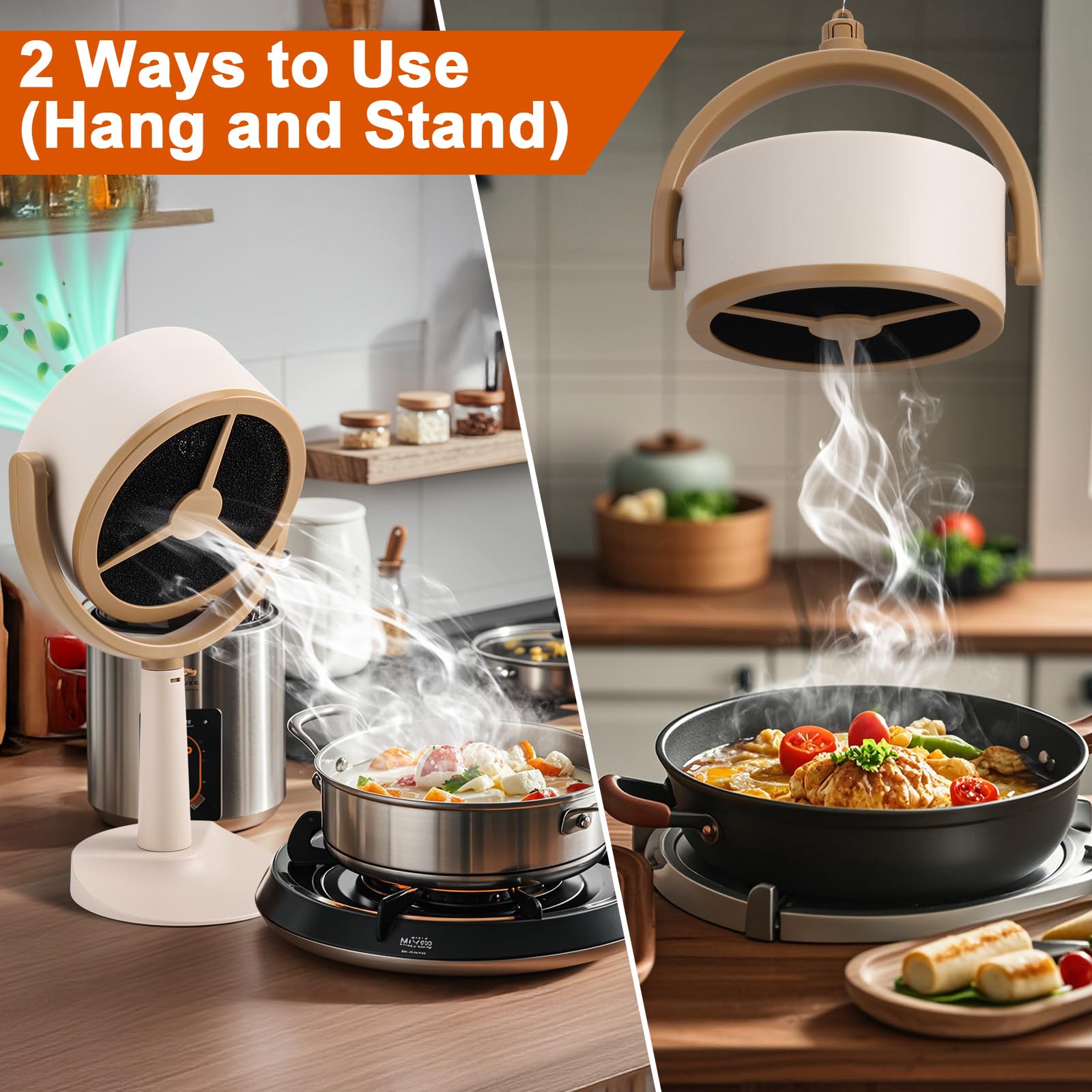 Portable Range Hood for Cooking, Rechargeable Kitchen Exhaust Fan, 125° Adjustable Rotation, Low Noise, Reusable Carbon Filter for Smoke Removal in Kitchens, BBQs, Hot Pots, RVs & Apartments 5