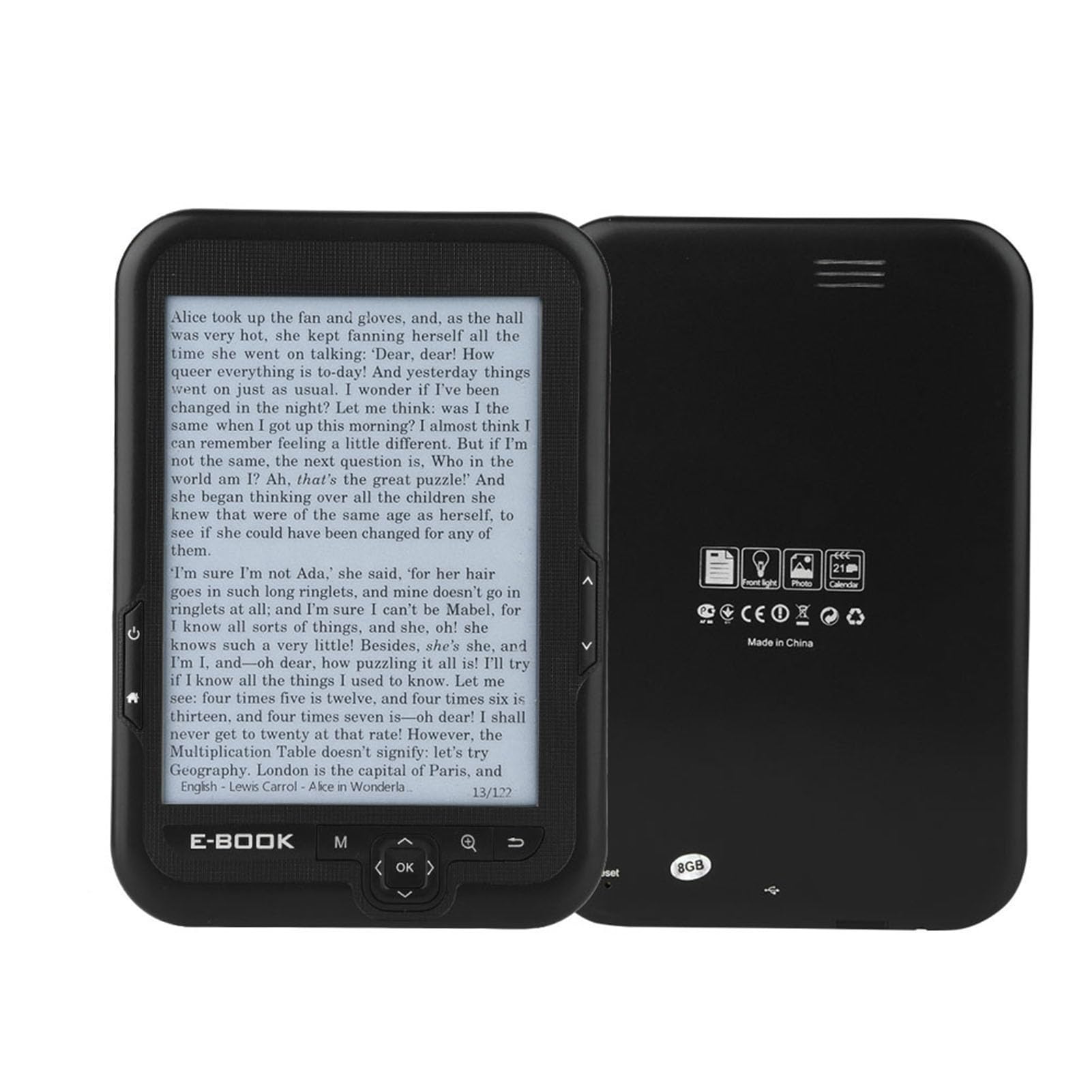 ASHATA Lector Electrónico | Lector de Libros Electrónicos con Pantalla de Tinta Electrónica de 6" | Lector Electrónico de Tinta Electrónica de 6 Pulgadas con Resolución de 1024 X 768, Cubierta(Negro)