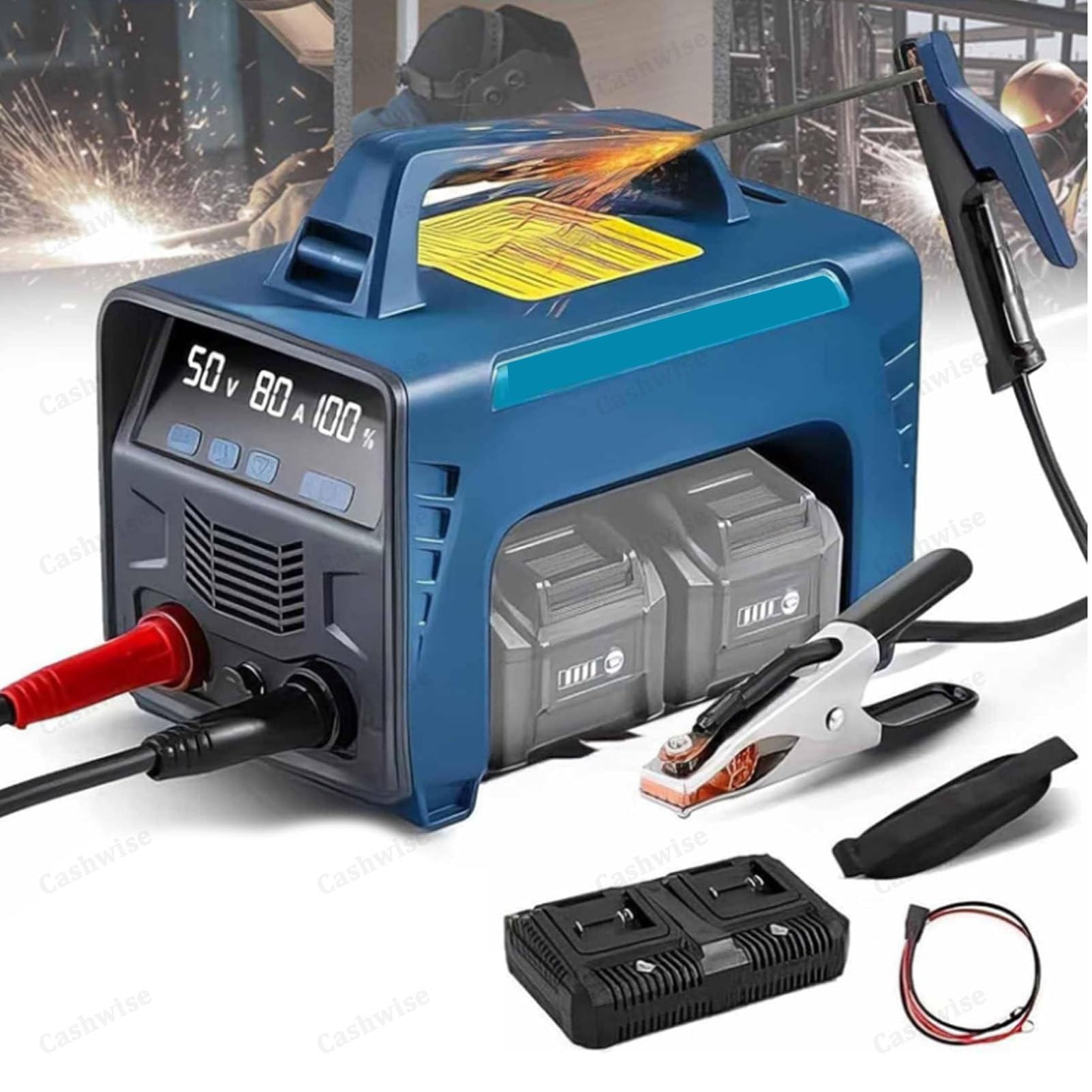 Máquina de soldadura inalámbrica, soldador de arco MMA alimentado por batería con arranque en caliente, inversor IGBT, soldador de palo portátil para bricolaje y construcción al aire libre
