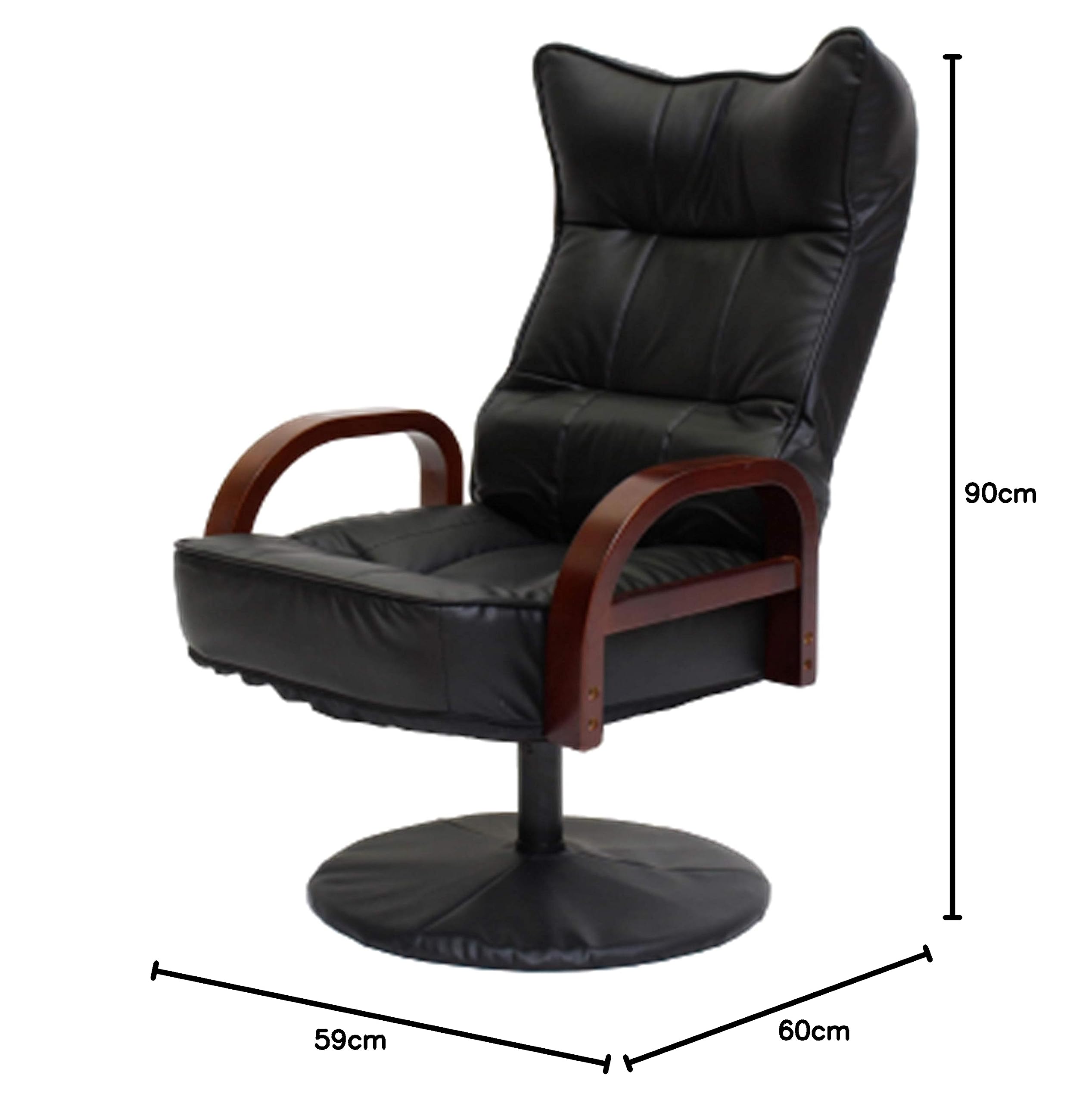 新品・未使用】ガス式リクライニング ブラック回転座椅子 静音