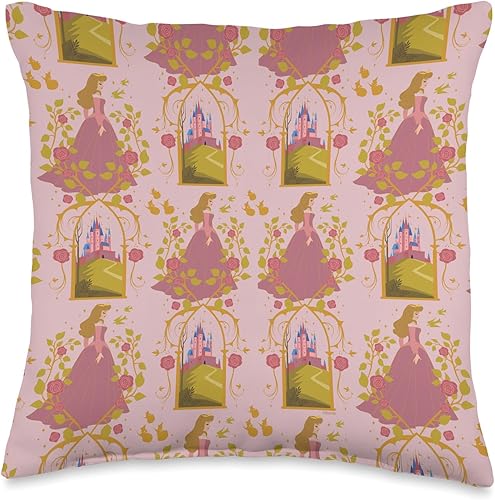Disney Princess Sleeping Beauty Anniversary Aurora & Castle - Almohada (16 x 16 pulgadas), multicolor