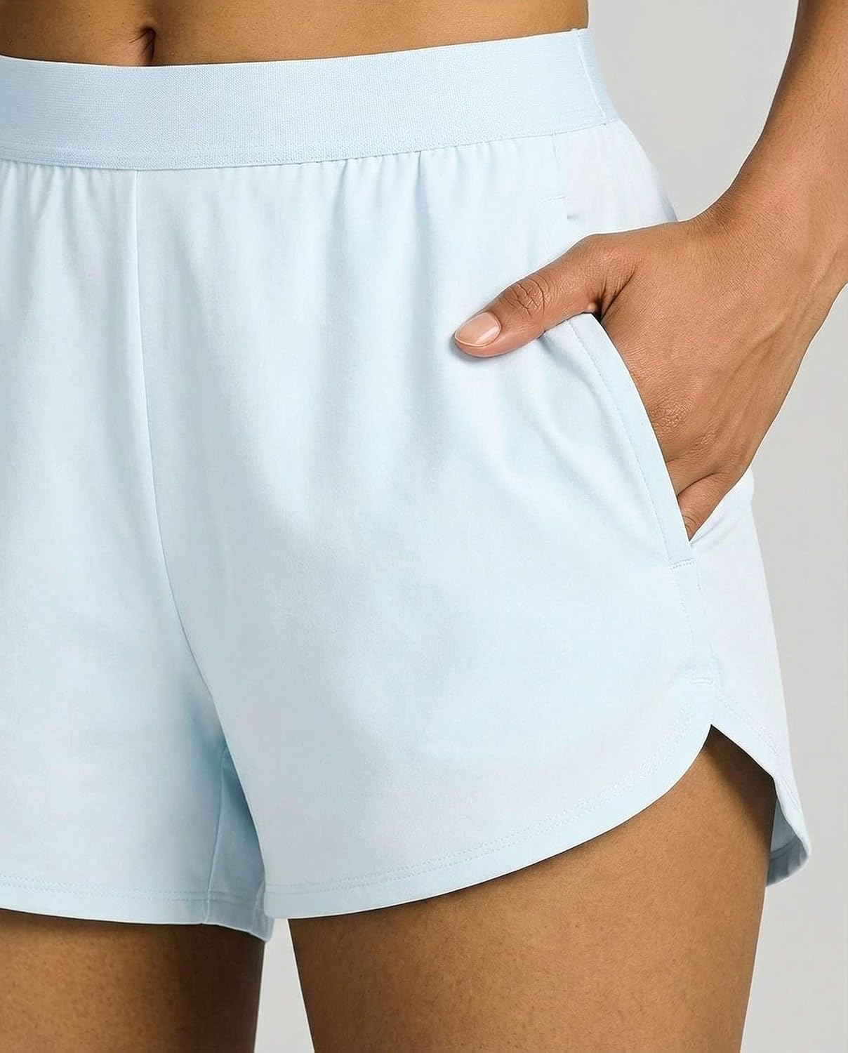 Real Essentials 4 Pack: Women's 3" Dry-Fit Dolphin Running Shorts with Pockets-Athletic Gym Workout Basketball Sports Shorts