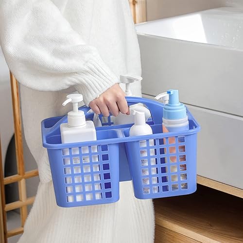 Miniatura 43 de JiatuA Cesta de ducha portátil con compartimentos, organizador de suministros de limpieza con asa, almacenamiento de plástico, contenedor de Negro