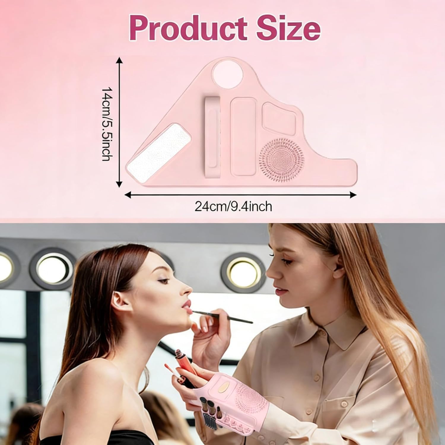 BOROLA Silicone Makeup Assistant Wristband, Professional Portable Beauty Tool with Brush Holder, Color Mixing Palette & Cleaning Zone, Adjustable Hand Strap for Makeup Artists & Daily Use(Pink)