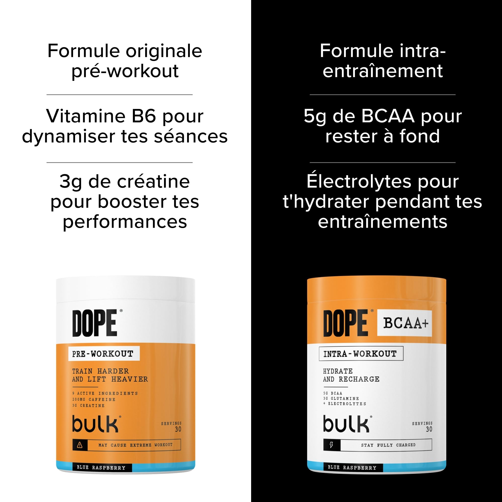 Dope BCAA+ | Poudre Intra-Entraînement | Blue Raspberry | 360 g | 30 Portions | 5g BCAAs | Mélange d'Électrolytes | Glutamine | Vitamine B6 & B12 | Soutient l'Hydratation, l'Énergie et la Récupération