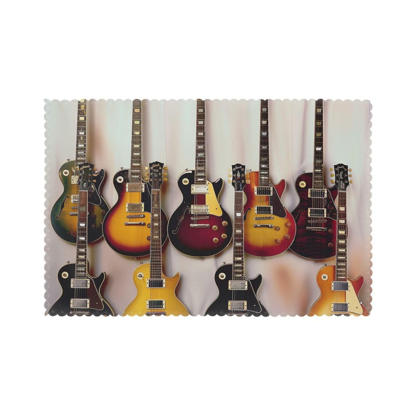 Aqrjlpo Guitar Collection Washable Placemats Set Of 6, Prints Heat Resistant Non-Slip Table Place Mats For Morden Decor Dining Wedding,45X30 Cm