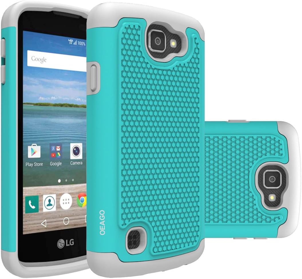 OEAGO LG Optimus Zone 3 Case, LG K4 LTE Case, LG Spree Case, LG Rebel Case - Shock-Absorption Dual Layer Defender Protective Cover for LG Optimus Zone 3 / LG K4 LTE/LG Spree/LG Rebel LTE - Teal Wireless Phone Accessory