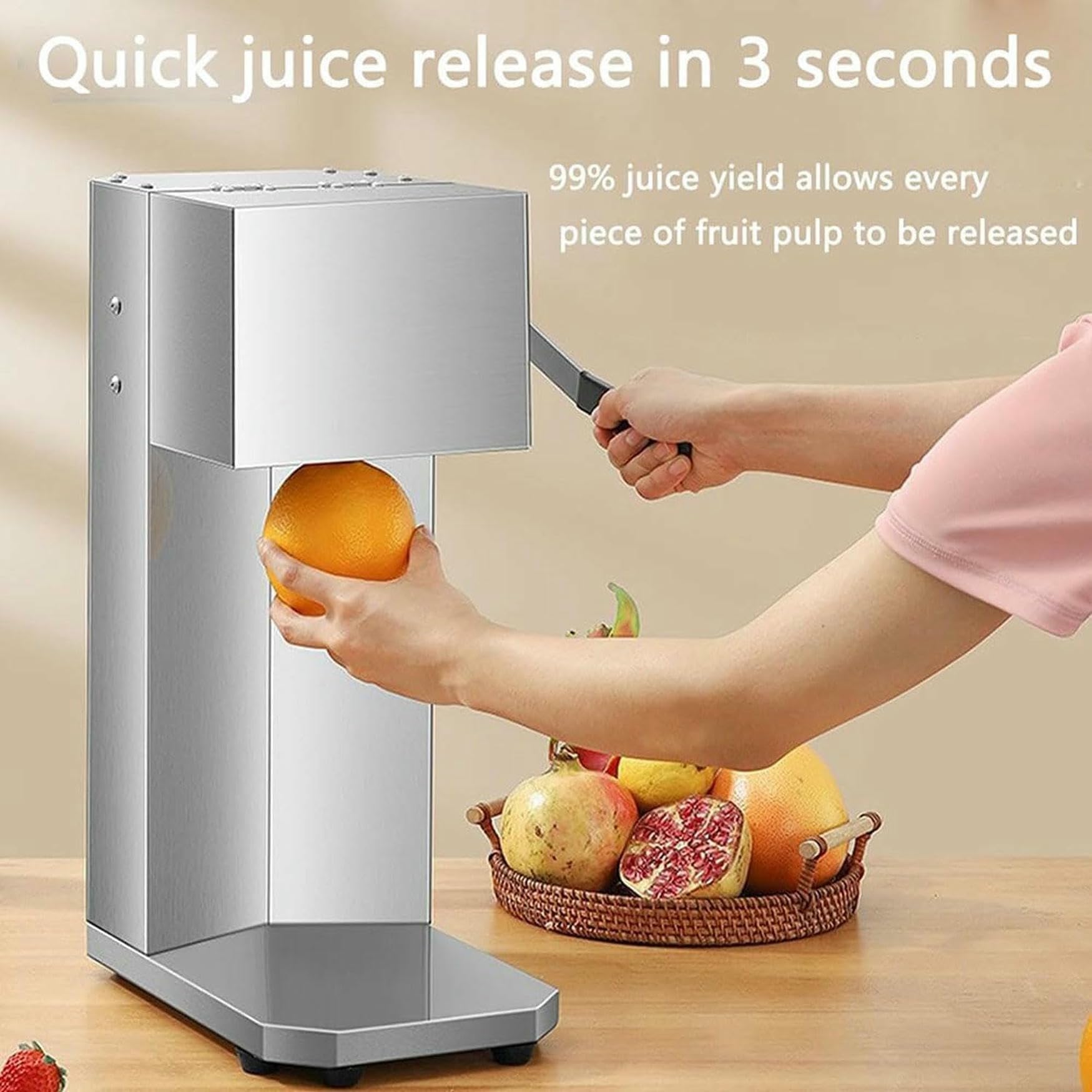 Spremiagrumi elettrico in acciaio inox da 180 W con 3 teste di macchina, estrazione rapida del succo, tasso di estrazione del succo del 99% per ristoranti, bar, negozi di alimentari