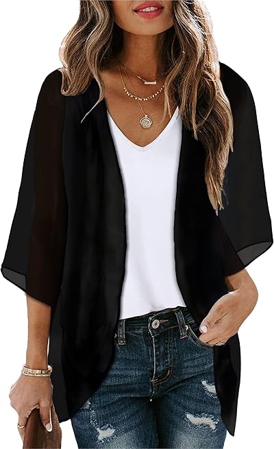 Womens Floral Kimono Cardigan Chiffon Beach Coverups Loose Summer Tops