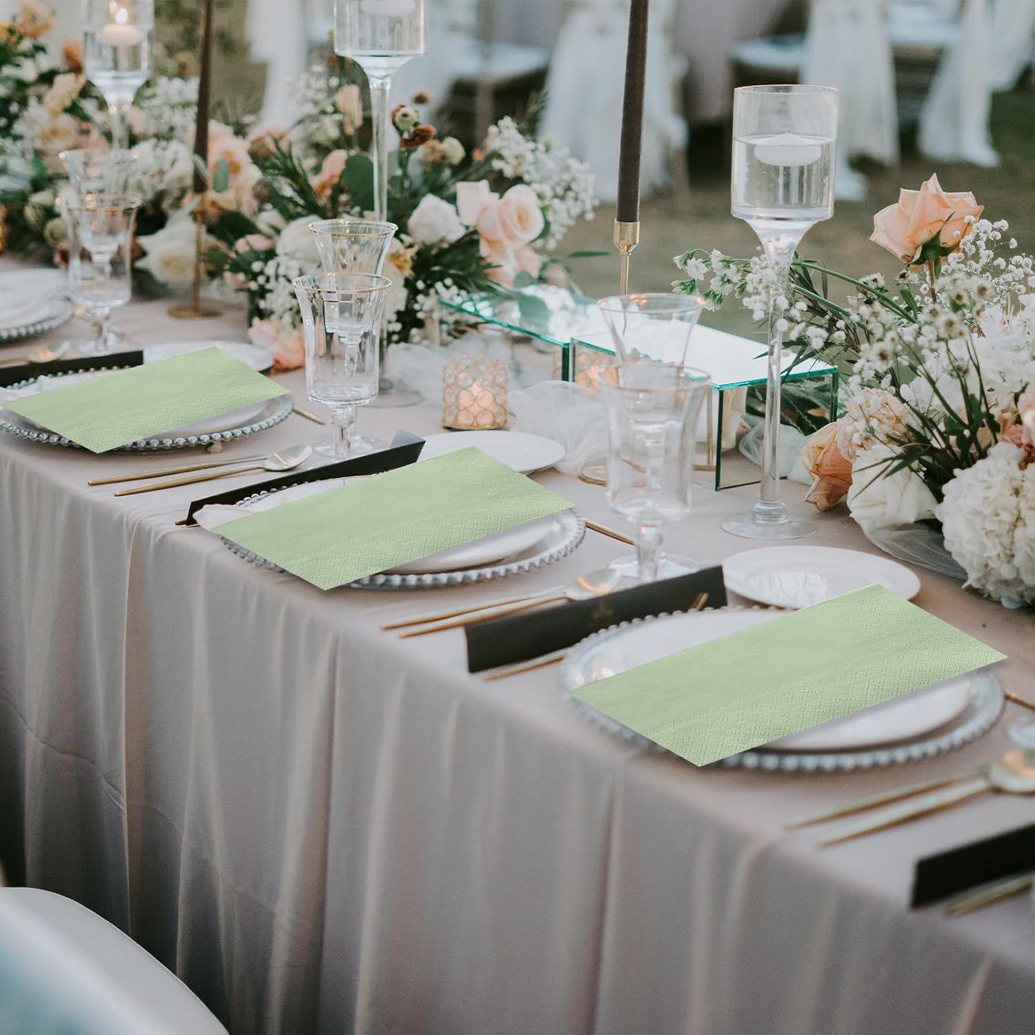 100 Pack Sage Green Paper Napkins Sage Green Guest Napkin Disposable 2 Ply Decorative Solid Color Hand Towels Dinner Napkins for Bridal Shower Baby Shower Wedding Birthday Dinner Party Supplies - Image 6