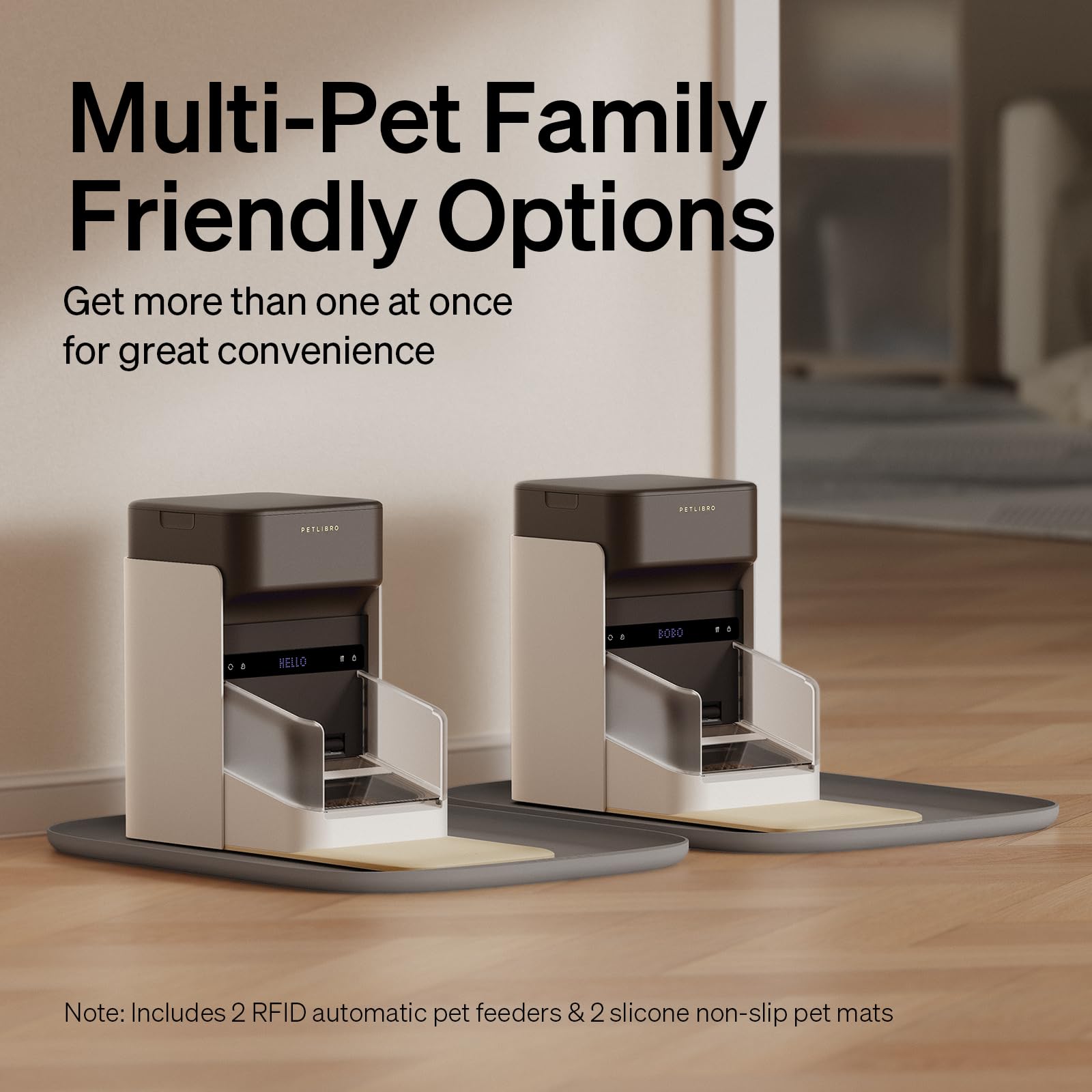 Bundle of PETLIBRO Upgraded RFID Automatic Cat Feeder, 2 Packs 5G Wi-Fi Automatic Pet Feeder, 3L Auto Cat Feeder App Control with Light Collar Tag + 2 Packs Safety Silicone Dog Food Mat - image 2