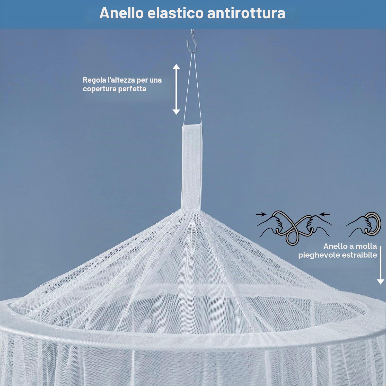 Zanzariera da Letto Matrimoniale | Portatile da Viaggio, Due Apertura | Baldacchino Letto Singolo e King Size | Antizanzare & Rete Zanzare Leggera