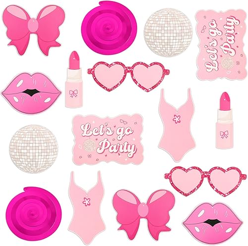 20 decoraciones de cumpleaños de princesa rosa, decoraciones de fiesta de cumpleaños para niñas, espirales colgantes de color rosa intenso,