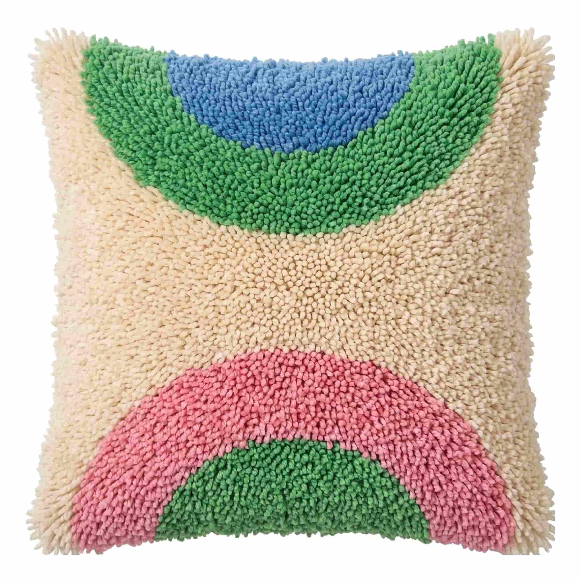 AxiangziK Latch Hook Cushion Kit,Geometric DIY Throw Pillow Cover 43X43Cm