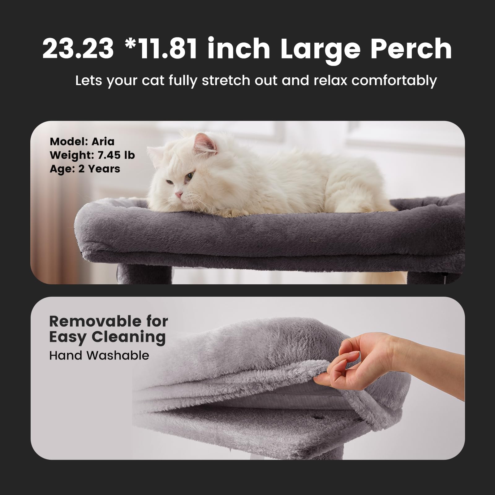 Gardner Pet Drzewko dla kota, duże drzewko do wspinaczki, 105 cm, z kolumną do drapaka, platformą, 2 jaskiniami, kosz dla kotów, zajmujący mało miejsca meble dla kota do mieszkania, ciemnoszary