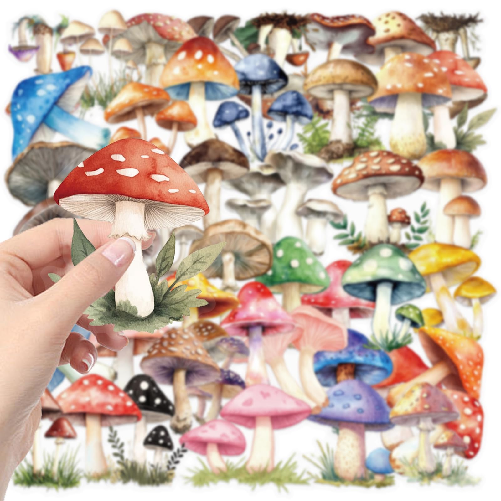 Mushroom Stickers Pack, 50Pcs Transparent PET Aesthetic Mushroom Decals for Water Bottles Laptops and Journals - Image 3
