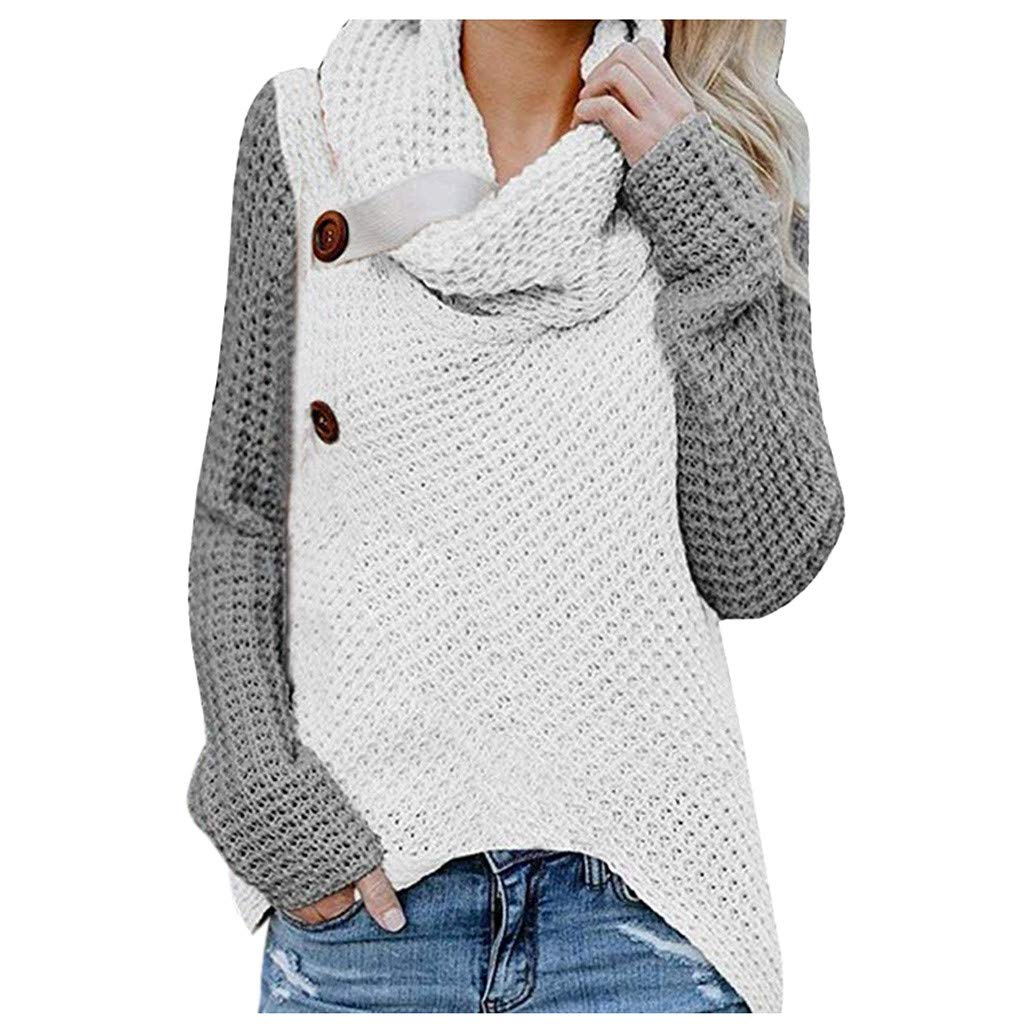 Jumper Sweater Womens Tunics Ladies Casual Long Sleeve Cowl Neck