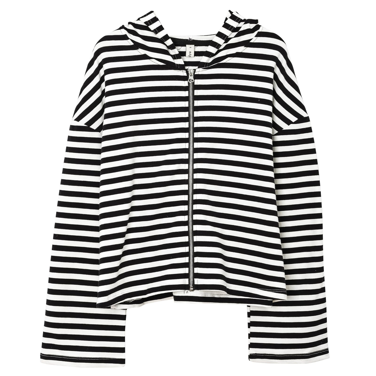 Amazhiyu Felpe con cappuccio a righe da donna UK, giacca oversize a maniche lunghe con cerniera intera, abbigliamento primaverile con cappuccio a righe S-XL