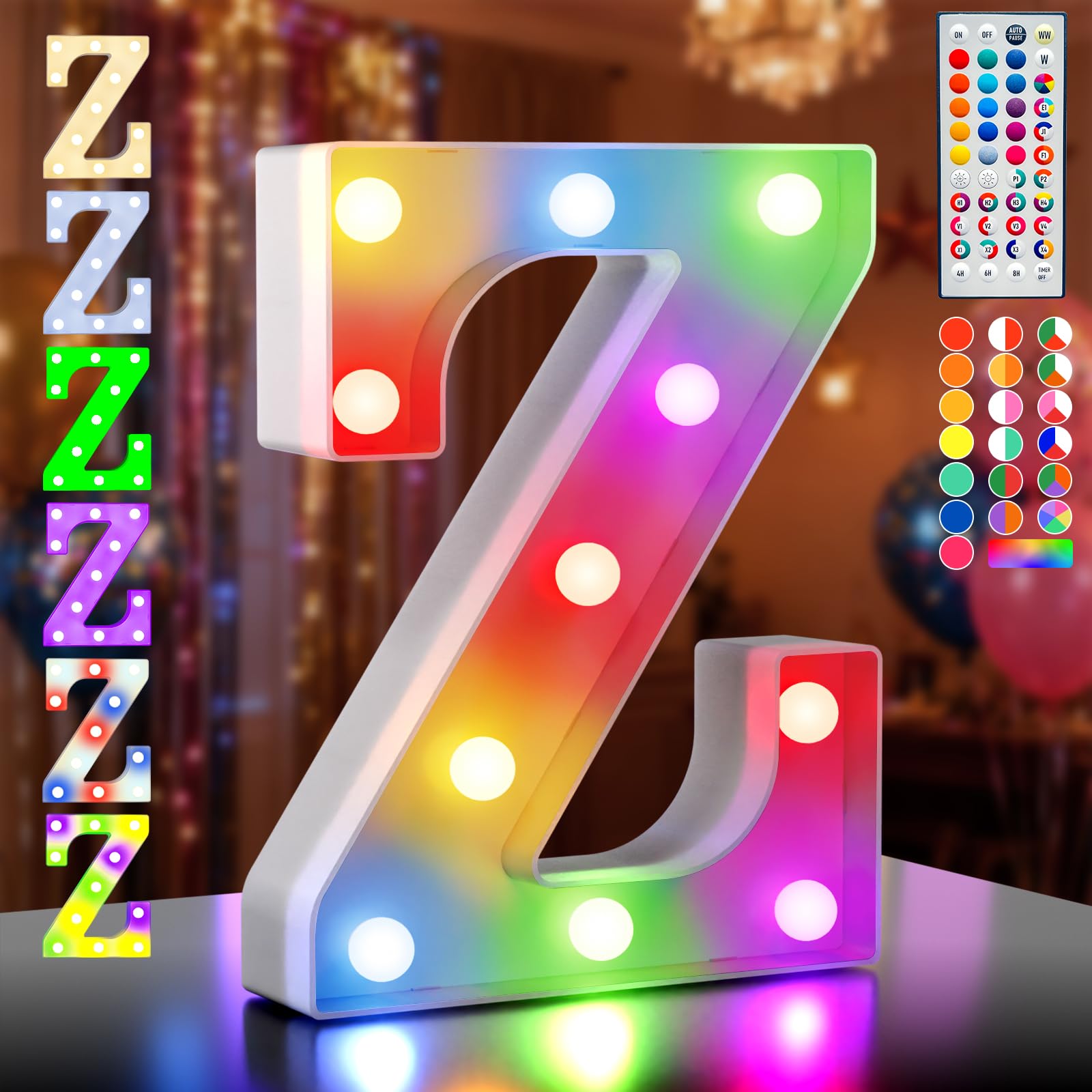 Ledido 35 Color Changing Light up Letter - LED Light Up Marquee Letters Sign for Birthday Decoration Gifts, LED Letter Lights for Wedding Anniversary Grad Home Bedroom Party Decor,Letter Z â image 1