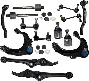 16 Pc Rear & Front Suspension Kit Upper & Lower Control Arms with Ball Joints, Tie Rod Linkages & Sway Bars, Upper Shock Mount Bushing