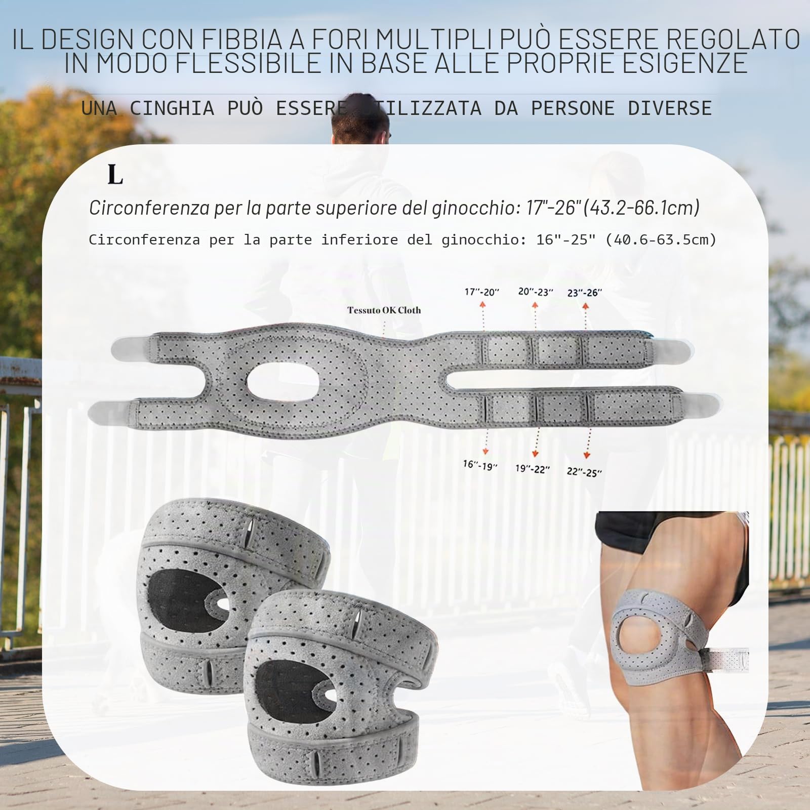 Ginocchiera Rotulea Regolabile 2 Pezzi - Tutore Ginocchio per Menisco e Legamenti, Ginocchiere Ortopediche Sportive per Corsa, Artrite (Stabilità Ottimale)
