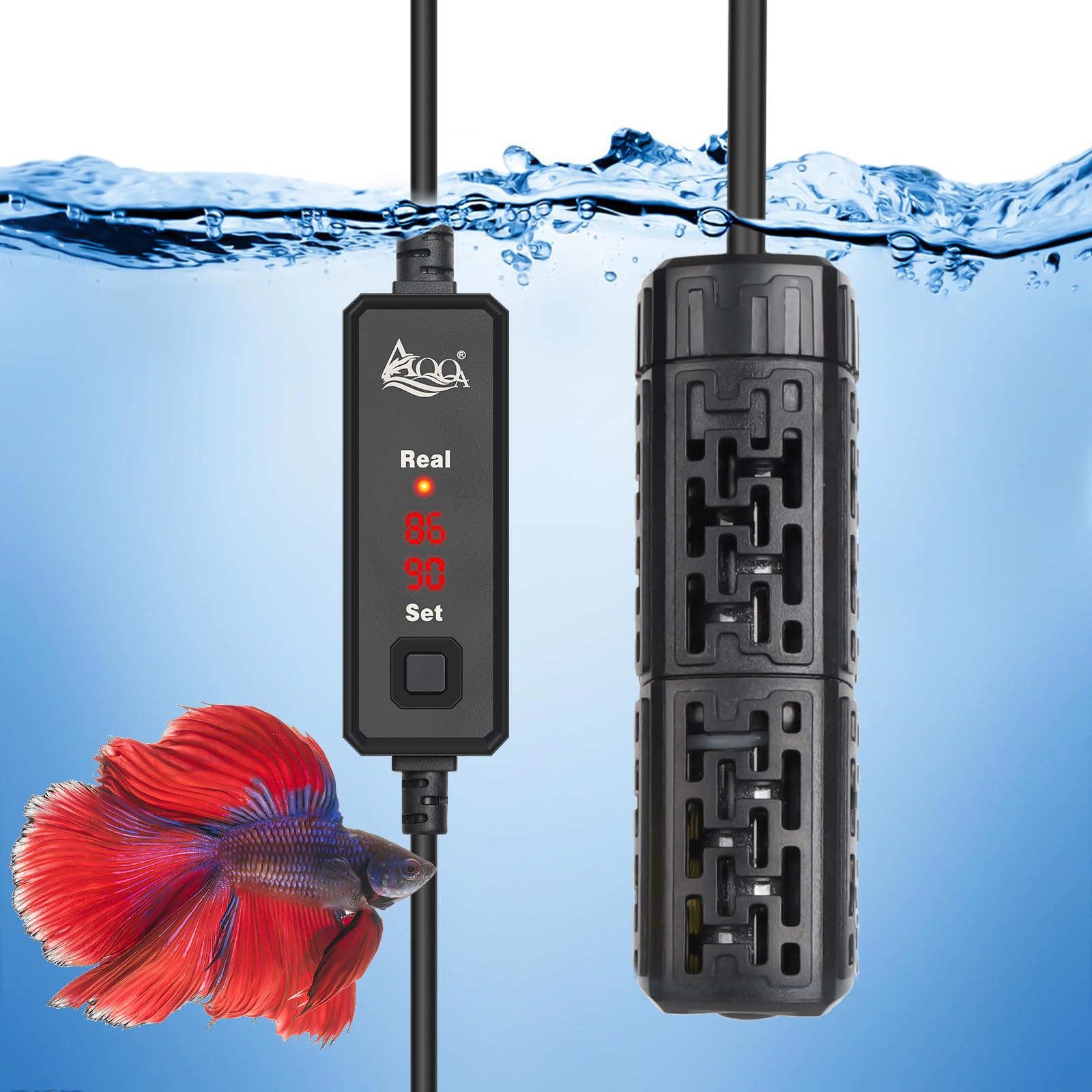 AQQA Aquarium Heater, 50w Fish Tank Heater with 59-93°F External Controller, Rapid Heating