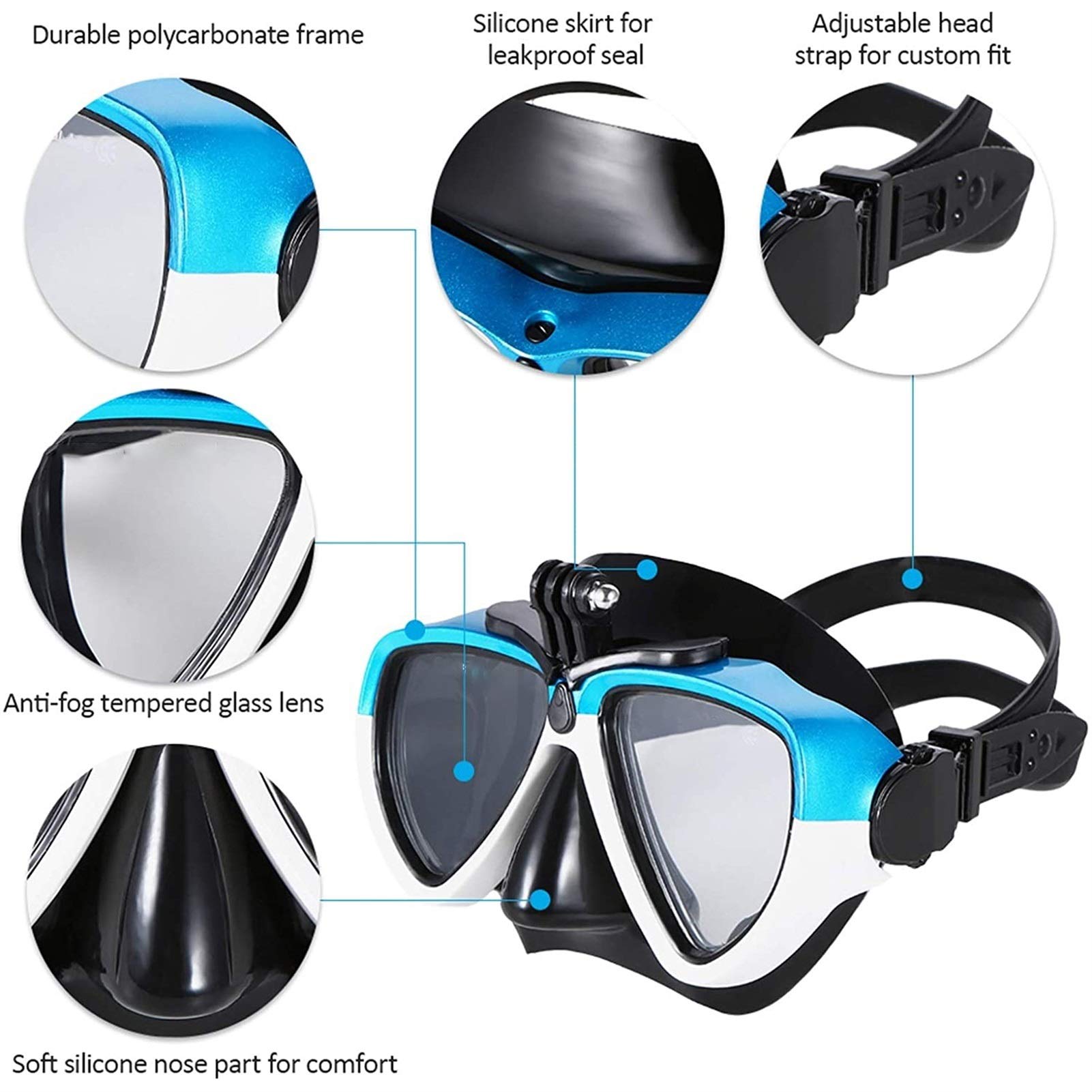 Máscaras de Buceo Gafas de natación Juego de Tubos de Snorkel seco Anti Niebla Gafas de Buceo Profesionales para Hombres Mujeres