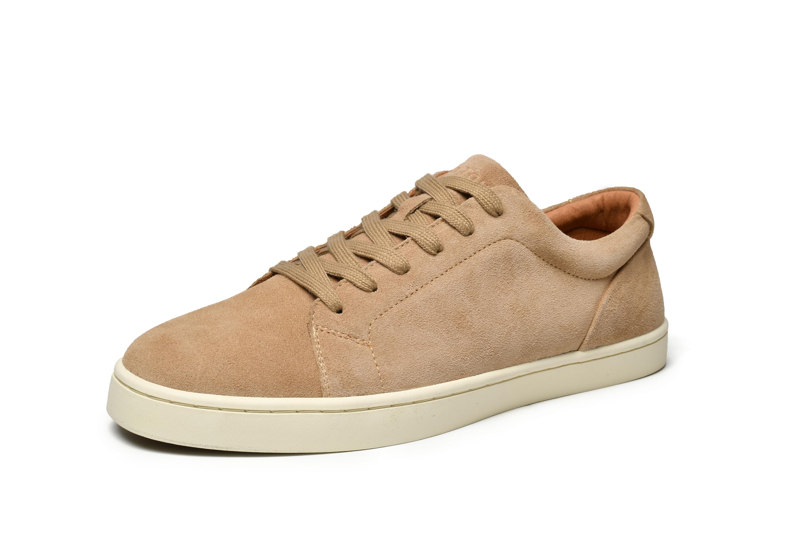 Men's Casual Suede Leather Handmade Sneakers, Beige, 11