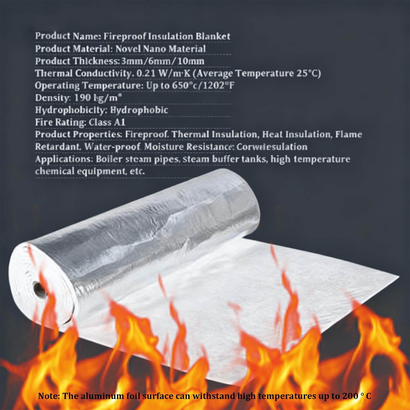 Coquilla Aislante de Papel de Aluminio Autoadhesivo de Nano-Gel, Retardante de Llama, Ingeniería de Aislamiento, Aislamiento De Tuberías(1.5x2m(59x78.7in),Thickness: 15mm)