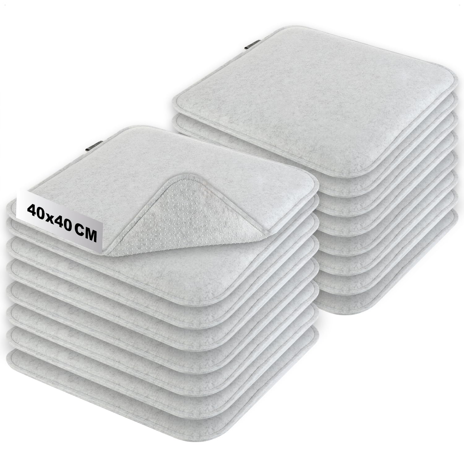 com-four® 16x Sitzkissen aus Filz 40 x 40 - gepolstertes Stuhlkissen - eckige Sitzpolsterauflage für Esszimmer, Garten, Balkon - rutschfeste Unterseite mit Anti-Slip