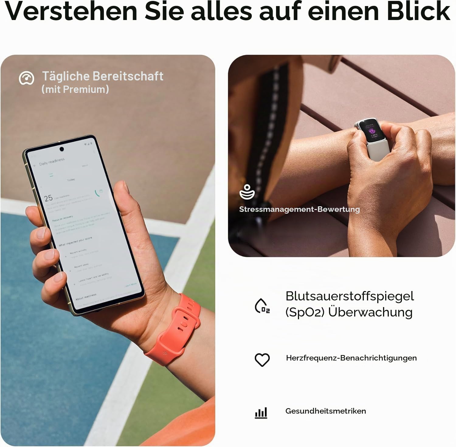 Fitbit Google Charge 6 Activity Tracker mit 6 Monaten Premium-Mitgliedschaft inklusive, 7 Tage Akkulaufzeit und Google Wallet und Google Maps