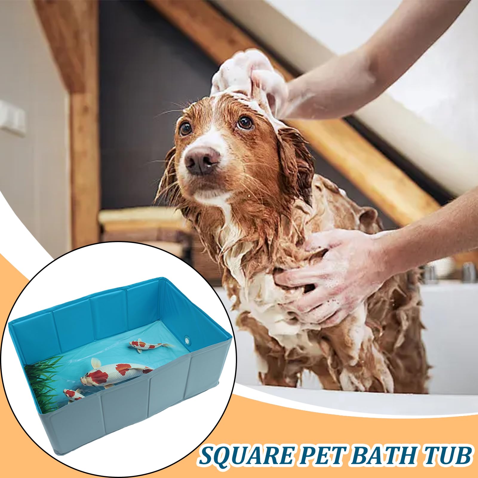 Piscina para Mascotas Bañera De Perro Plegable De PVC con Forma Cuadrada | Bañera Antideslizante Para Cachorros Gatos Y Animales Pequeños Medianos Y Grandes