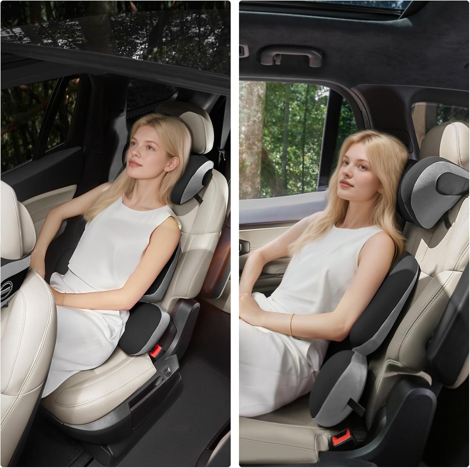 BEBAS Car Headrest Pillow, Memory Foam Neck Support Pillow for Cars - Ergonomically Designed for Long Drives, Travel & Commuting, Pain Relief with Removable & Washable Cover (Black, 1-Pack) - Image 4