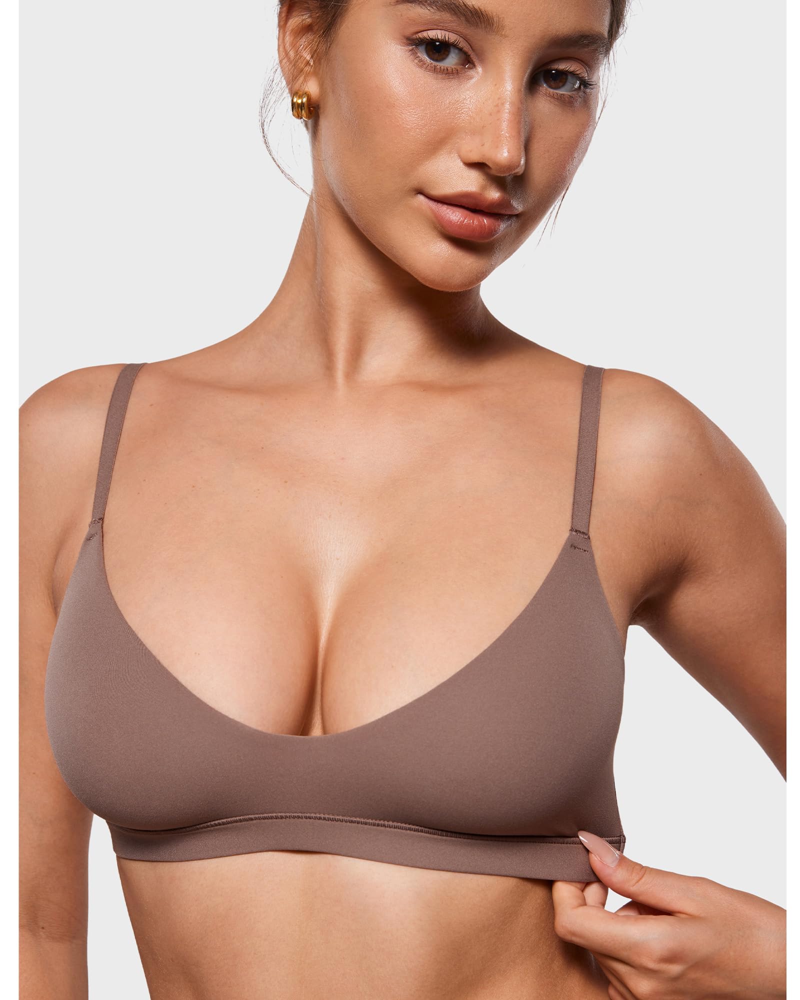 INLYRIC Biustonosz typu bralette bez wypełnienia | Ultramiękki, bez podszewki, bez fiszbin, dwuwarstwowy, z ramiączkami, wkładany przez głowę, bez fiszbin