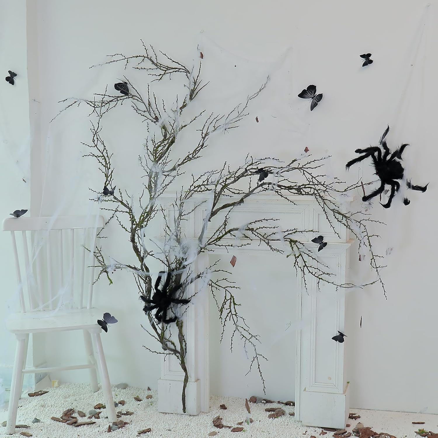 190cm/74.8inch Artificial Creepy Flexible Tree Branches Faux Grape Vines Garland Twigs with Moss Wood Craft for Halloween Door Wall Hanging Haunted Mansion Theme Outdoor Mantel Yules Decoration (2)