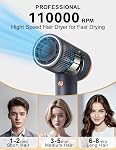LANDOT Séchoir ionique haute vitesse pour un séchage rapide & Contrôle des frizzules - Professionnel 110000 RPM Séchoir à sourcils sans brosse, faible bruit, léger & Design compact pour la maison & Voyages