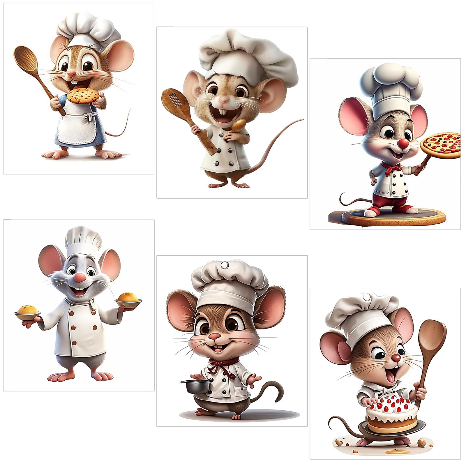 6Pcs Kitchen Wall Stickers, Cute Mouse Wall Decals for Home Decor, Self-Adhesive and Waterproof Murals Decor for Kitchen, Living Room, Dining Room