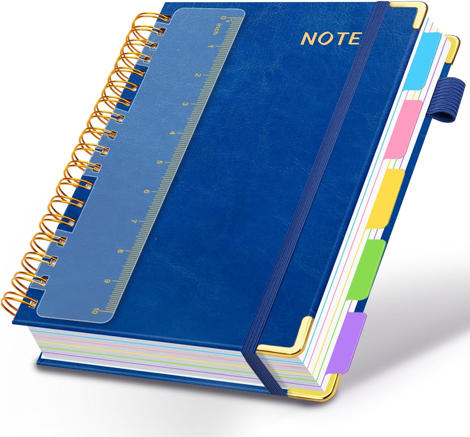 Hardcover Spiral Notebooks for Work 8.5''x 11'', 300 Pages 5 Subject Notebook with Dividers & Tabs, A4 Spiral Journal for Women, College Ruled Notebooks for School Note-Taking (Lake Blue)