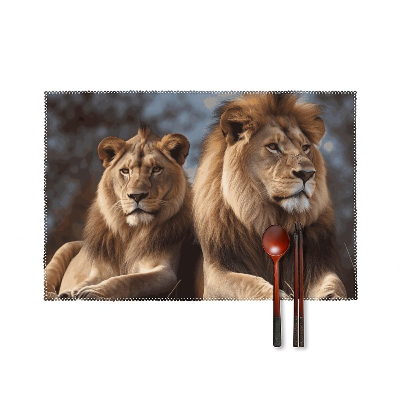 Sets de table imperméables Deux Lions résistants à la chaleur et faciles à laver
