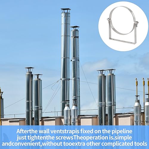 Miniatura 8 de Correa de pared de ventilación de acero inoxidable B, soporte de tubo de chimenea, soporte de tubo de chimenea, colgador de anillo dividido rígido,